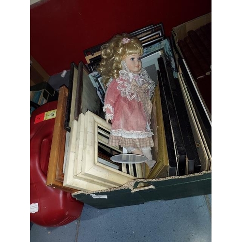 642 - Box Of Picture Frames And A Doll