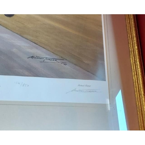 113 - Large Framed Aeroplane 'First Flight' Picture. Limited Edition Signed By Michael Turner