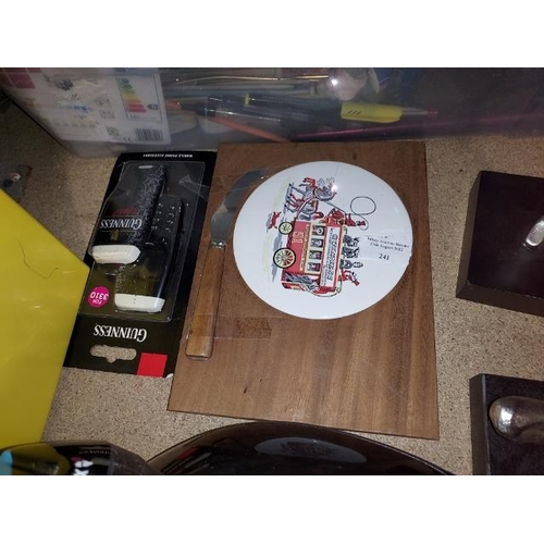 241 - Guinness Ashtray, Cheeseboard With Knife And Phone Case