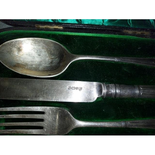 339 - Solid Silver Cutlery Set In Case Marked P.A.W From A>B.C