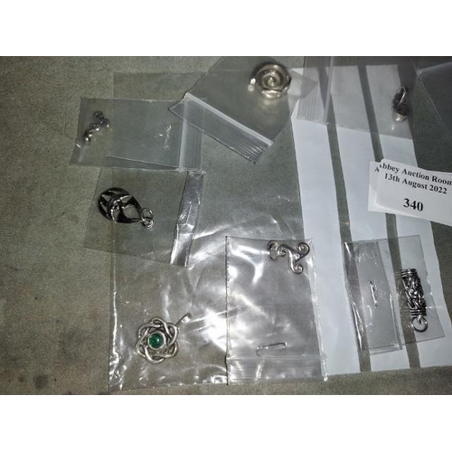 340 - 10 Silver Assorted Pendants