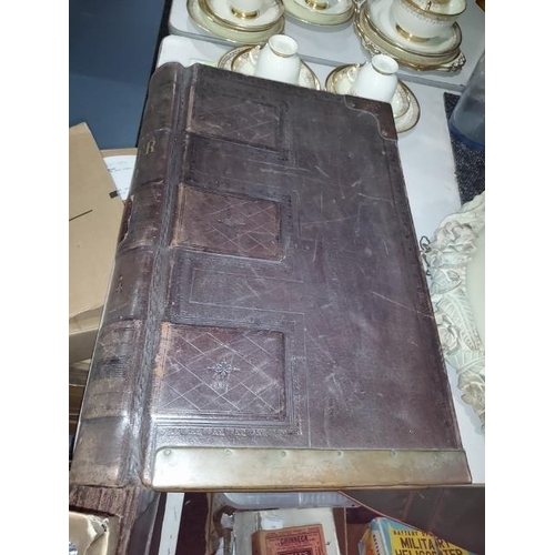 537 - Heavy Large Leather And Brass Bound Ledger Dated 1924