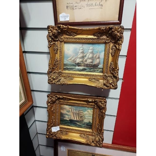 124 - Small Decorative Gilt Framed Pictures Of Sailing Ships