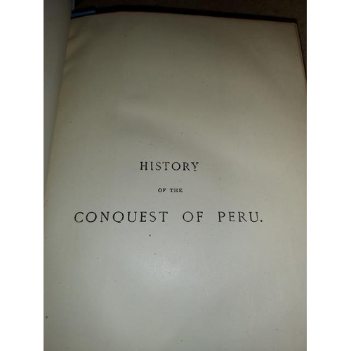 13 - Book Decorated From Dorchester Grammar School, 1888, Full Leather, History Of The Conquest Of Peru B... 