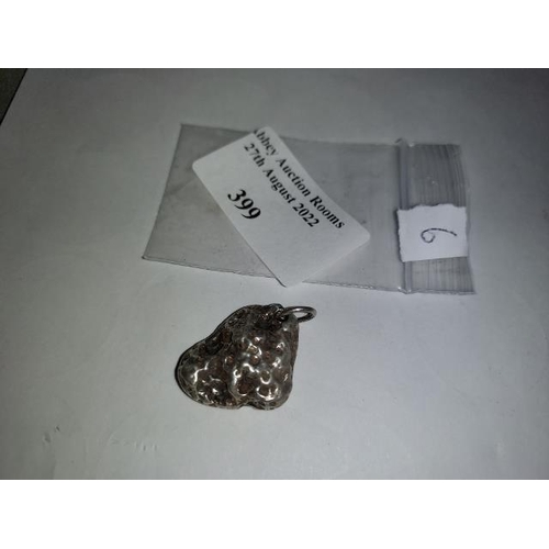 399 - Heavy Solid Silver Nugget Pendant