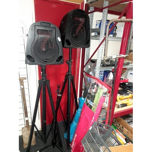 669 - Pair Of Pulse Speakers On Adam Hall Professional Speaker Stands