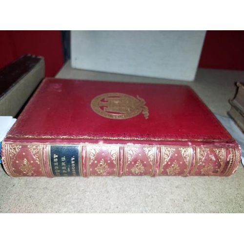 13 - Book Decorated From Dorchester Grammar School, 1888, Full Leather, History Of The Conquest Of Peru B... 