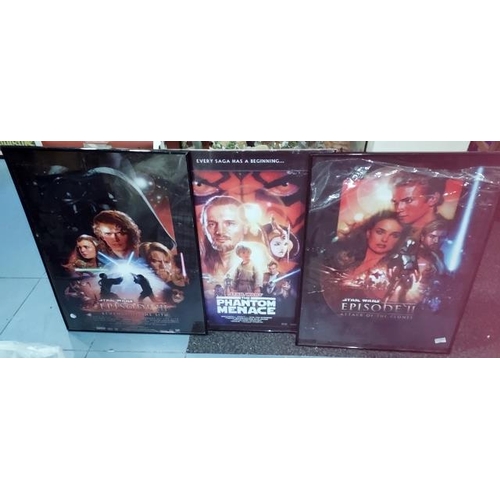 23 - Star Wars 1, 2 And 3 Framed Cinema Posters. 1 Frame Broken