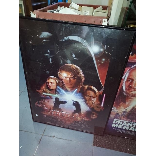 23 - Star Wars 1, 2 And 3 Framed Cinema Posters. 1 Frame Broken