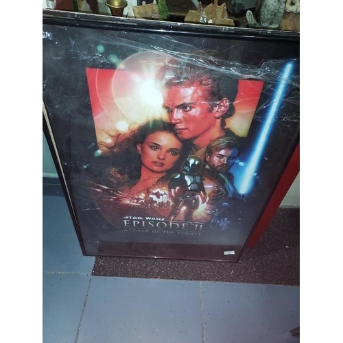 23 - Star Wars 1, 2 And 3 Framed Cinema Posters. 1 Frame Broken