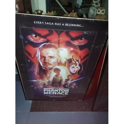 23 - Star Wars 1, 2 And 3 Framed Cinema Posters. 1 Frame Broken