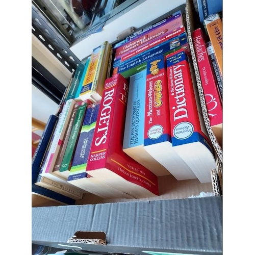 57 - 2 Boxes Of Books Including Language, Dictionaries And Guide Books