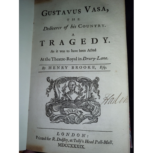 262 - Gustavus Vasa A Tragedy By Henry Brooke, 1739, Book Beautifully Rebound