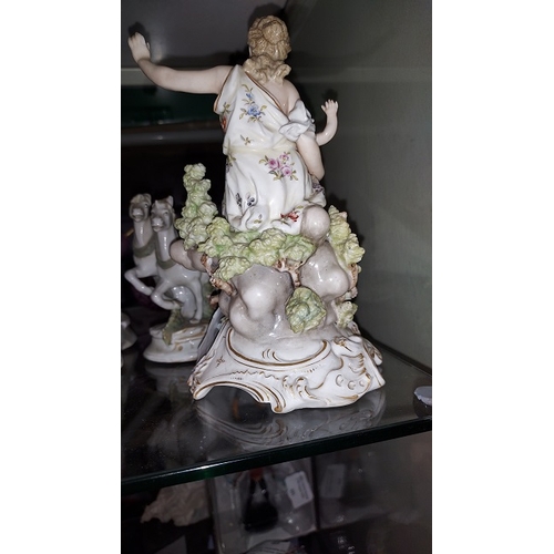 437 - Pair Of Victorian Ornaments With Horses, A/F Plus Meissen? Figure Holding A Cherub. A/F