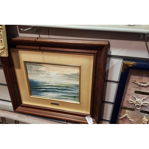 108 - Framed Oil Seascape By M.Valls