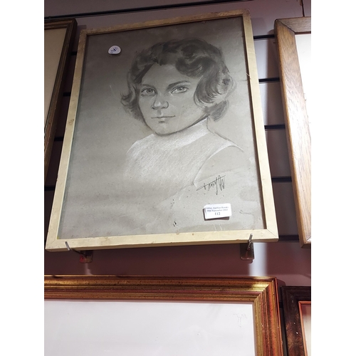 112 - Framed Pastel Drawing Of A Lady Signed