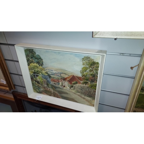 118 - Framed Oil On Board Of A Village Scene Signed The Biggs