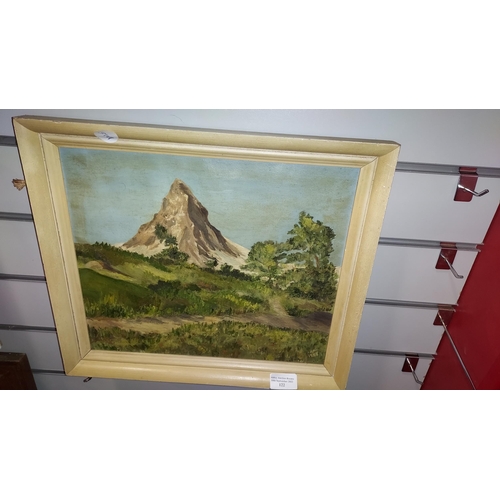 122 - Framed Oil On Canvas Of A Mountain Scene A.P 1958