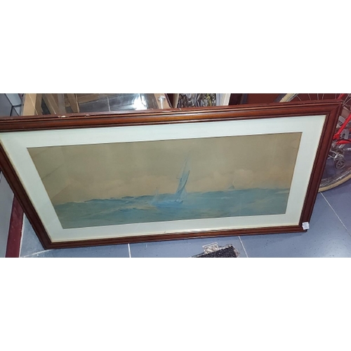 130 - Large Framed Watercolour Of A Boating Scene