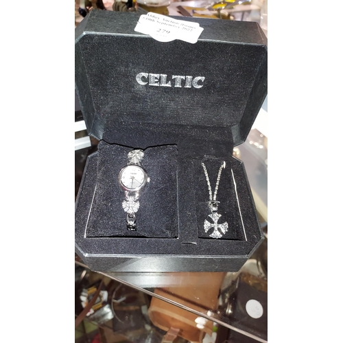 279 - Celtic Ladies Watch With Celtic Pendant On Chain