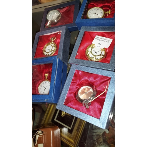 294 - 6 Boxed Dress Pocket Watches