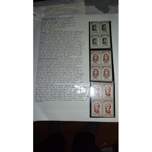 600 - Famous Foreigners Who Lived In France, Information Sheet And Block Of Stamps