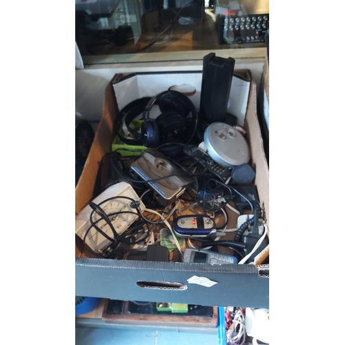 84 - Box Of Electrical Items Including Headphones And Mobile Phones