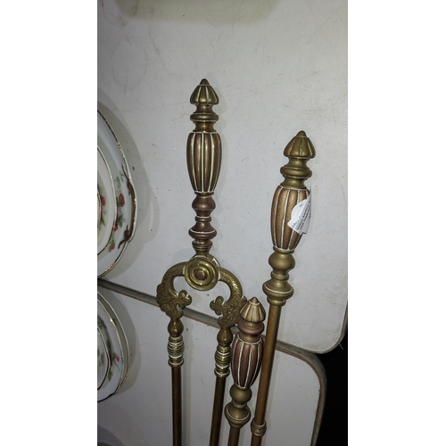 499 - Victorian Brass Companion Set