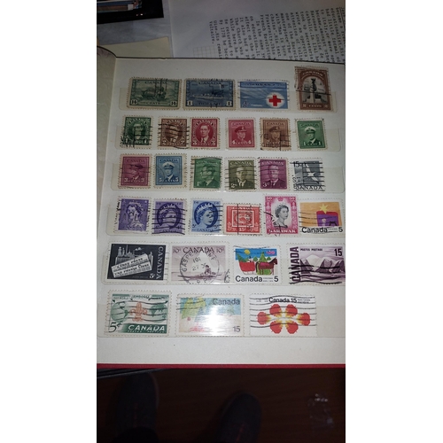 599 - 3 Stamp Albums With Lots Of Stamps Inside Plus Banknotes Inside