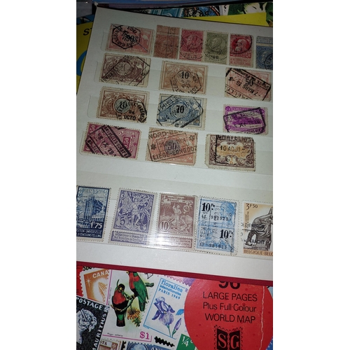 599 - 3 Stamp Albums With Lots Of Stamps Inside Plus Banknotes Inside