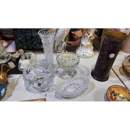 428 - 5 Pieces Of Mixed Cut Glass Items. 1 Is Bohemian Crystal