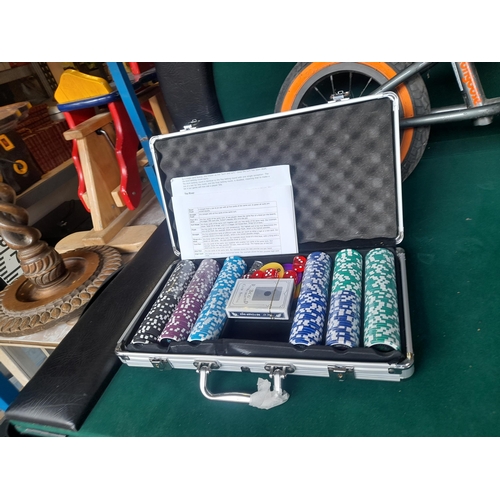 83 - Folding Poker Table With Carrying Bag Plus Poker Chip Set In Case