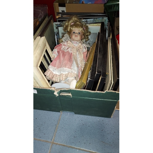 616 - Box Of Picture Frames And A Doll