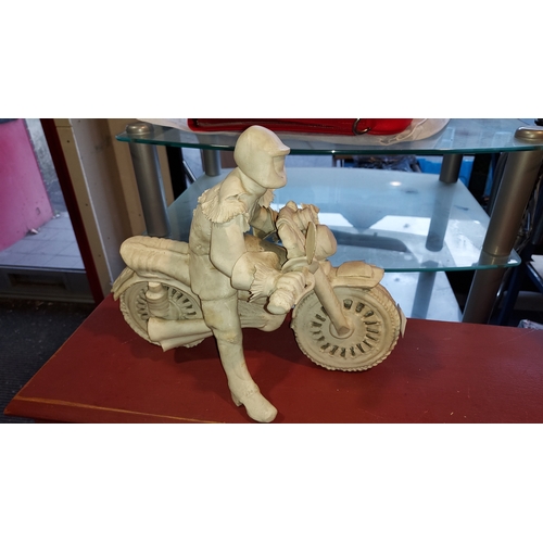 41 - Gillian Still Ceramic Man On Motorbike Wing Mirror Broken But Present