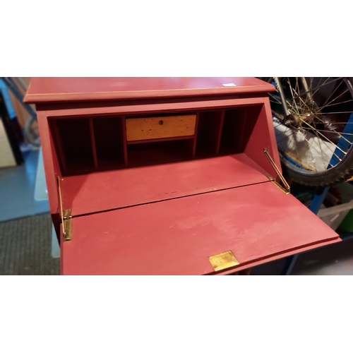 71 - Red Painted Bureau With Key