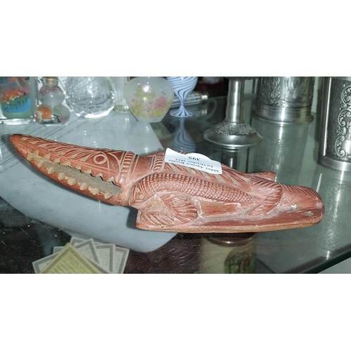 395 - Victorian Terracotta Egyptian Crocodile Shaped Foot Rasp