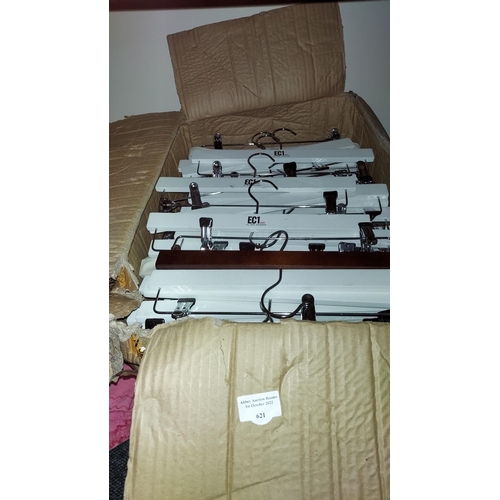 621 - Box Of Ben Sherman Wooden Trouser Hangers