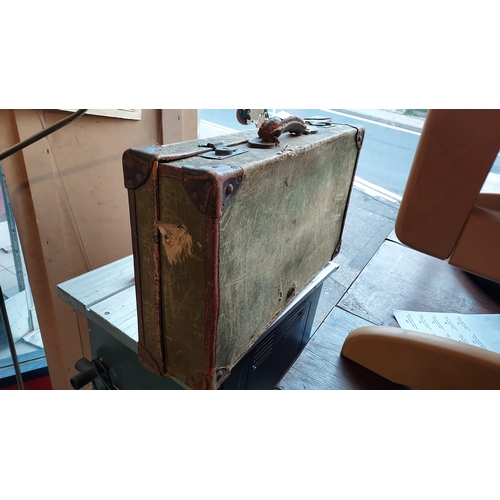 37 - Vintage British Army Canvas + Leather Suitcase Some Damage