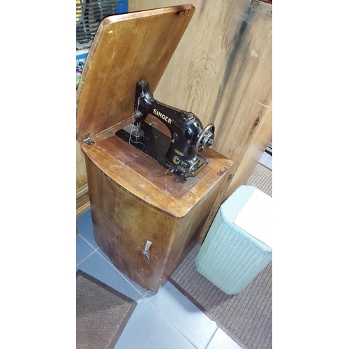 88 - Singer Sewing Machine In Cabinet