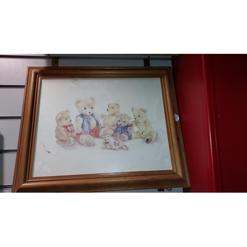 116 - Pair Of Pine Framed Teddy Bear Prints