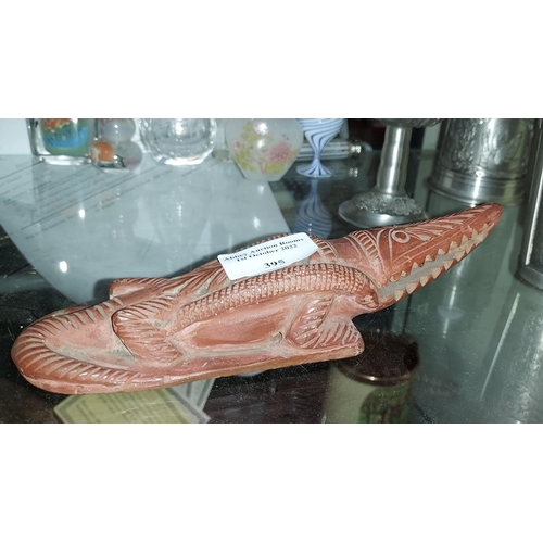 395 - Victorian Terracotta Egyptian Crocodile Shaped Foot Rasp