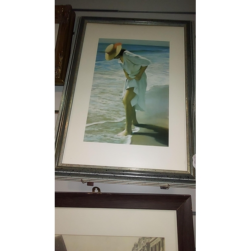 106 - Framed Print Of Lady Paddling In Beach Water