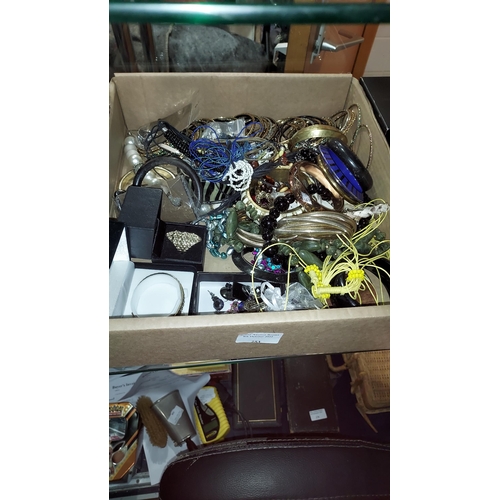 253 - Large Box Of Costume Jewellery