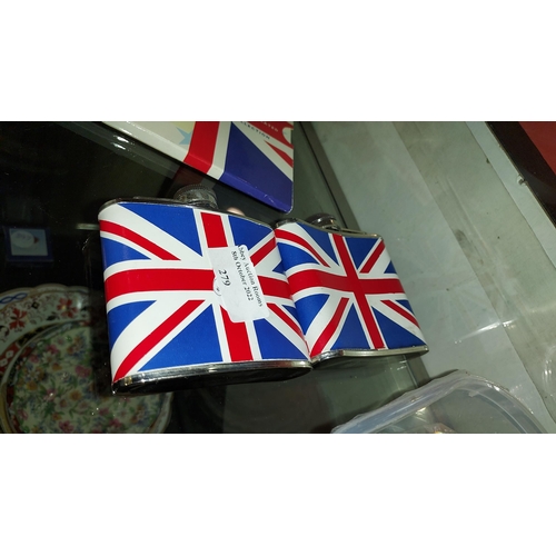 281 - 2 Union Jack Hip Flasks