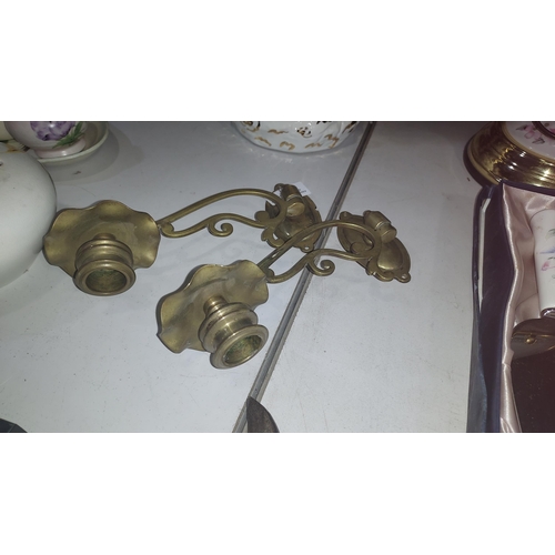 431 - Pair Of Brass Piano Sconces