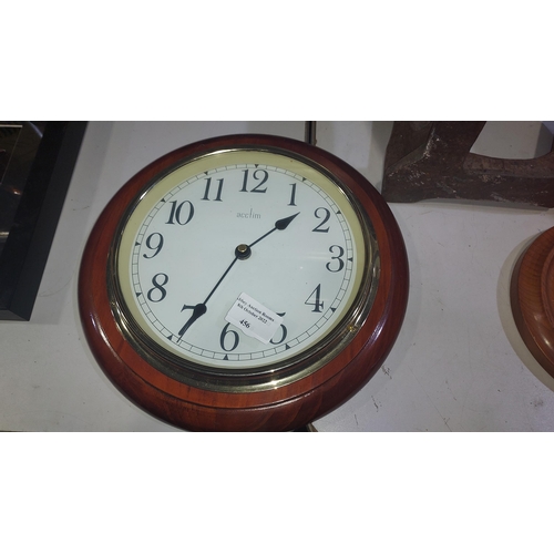 456 - Acctim Polished Wood Wall Clock Working