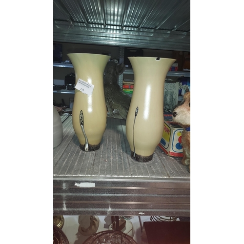 473 - Pair Of Studio Glass Beige Vases Both A/F