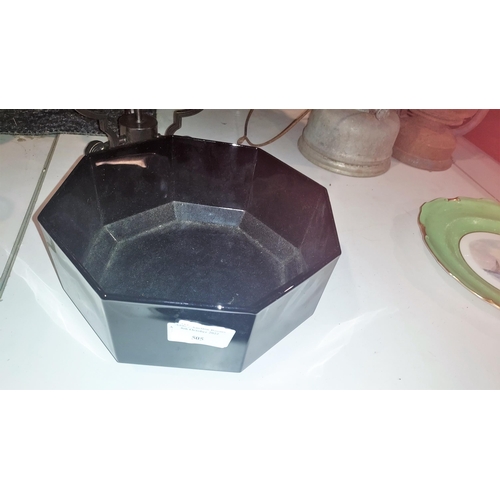 505 - Black Octagonal Glass Fruit Bowl