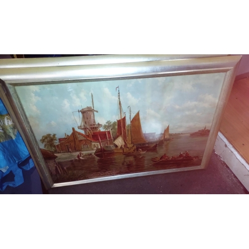 18 - Large Pair Of Framed Dutch Pictures