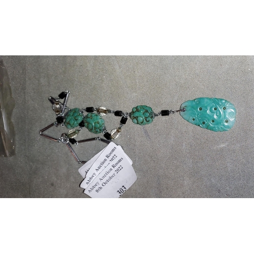 303 - Jade And Metal Necklace